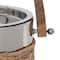 Hello Honey® 9.5" Stainless Steel & Woven Rattan Ice Bucket with Mango Wood Handle